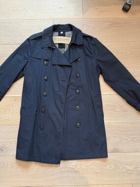 100% Authentic Burberry Navy Double-Breasted Trench Coat